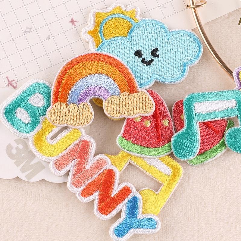 【皮卡布】免熨燙 A1刺繡布貼紙 雲朵  布貼紙 徽章 布貼 手帳貼紙 刺繡布貼 貼紙 自黏布貼 刺繡裝飾貼 patch-細節圖3