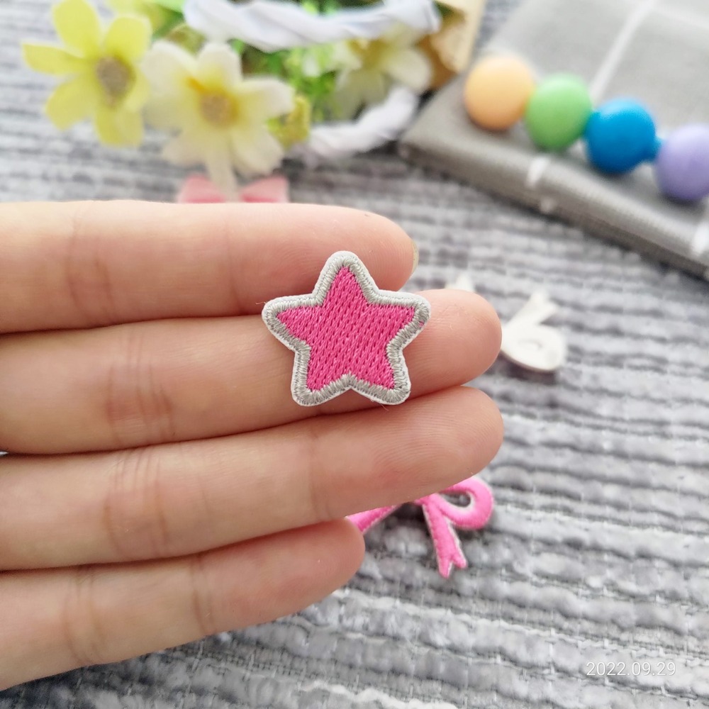 【皮卡布】免熨燙 A5刺繡布貼紙 星星 蝴蝶結 布貼紙 布貼 手帳貼紙 刺繡布貼 貼紙 自黏布貼 刺繡裝飾貼 patch-規格圖4