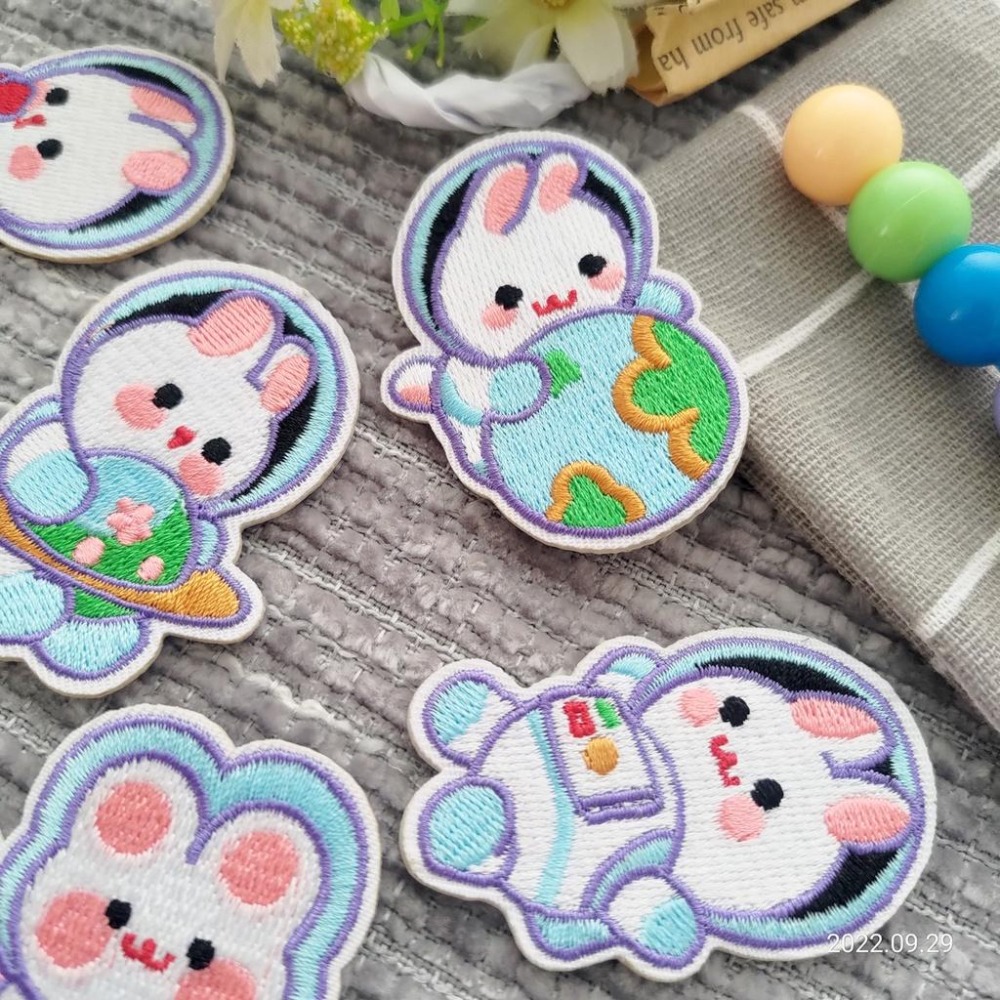 【皮卡布】免熨燙 n1刺繡布貼紙 小兔子 布貼紙 兔子 布貼 手帳貼紙 刺繡布貼 貼紙 自黏布貼 刺繡裝飾貼 patch-細節圖4