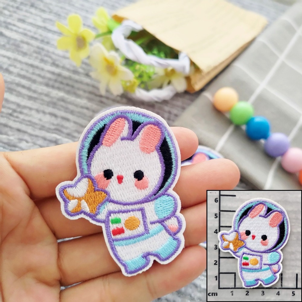 【皮卡布】免熨燙 n1刺繡布貼紙 小兔子 布貼紙 兔子 布貼 手帳貼紙 刺繡布貼 貼紙 自黏布貼 刺繡裝飾貼 patch-規格圖4