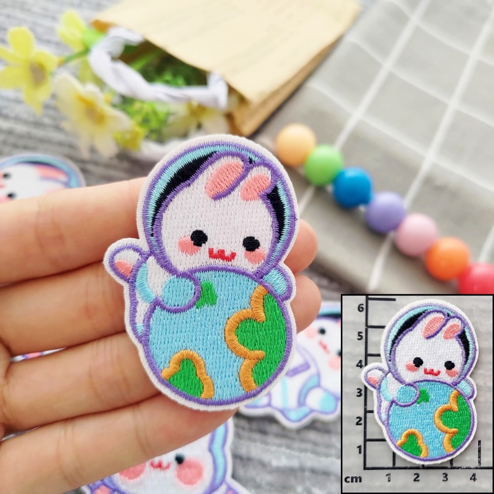 【皮卡布】免熨燙 n1刺繡布貼紙 小兔子 布貼紙 兔子 布貼 手帳貼紙 刺繡布貼 貼紙 自黏布貼 刺繡裝飾貼 patch-規格圖4