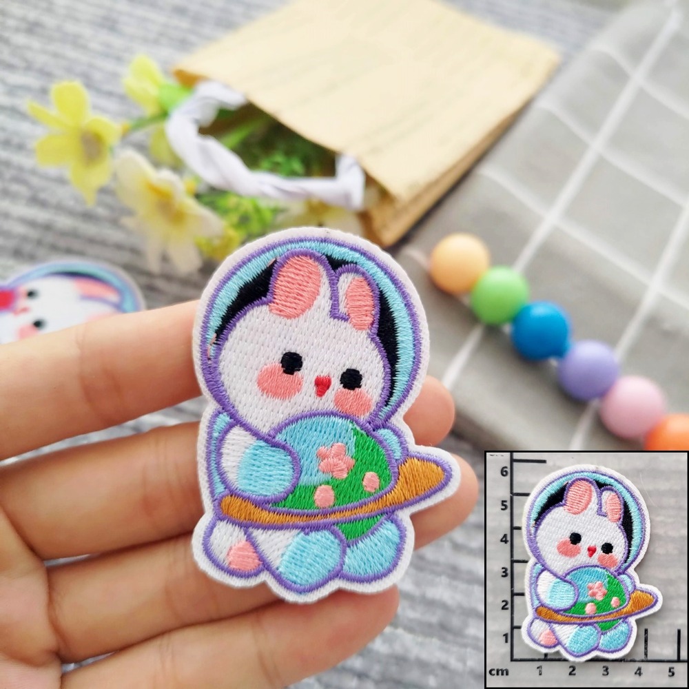 【皮卡布】免熨燙 n1刺繡布貼紙 小兔子 布貼紙 兔子 布貼 手帳貼紙 刺繡布貼 貼紙 自黏布貼 刺繡裝飾貼 patch-規格圖4