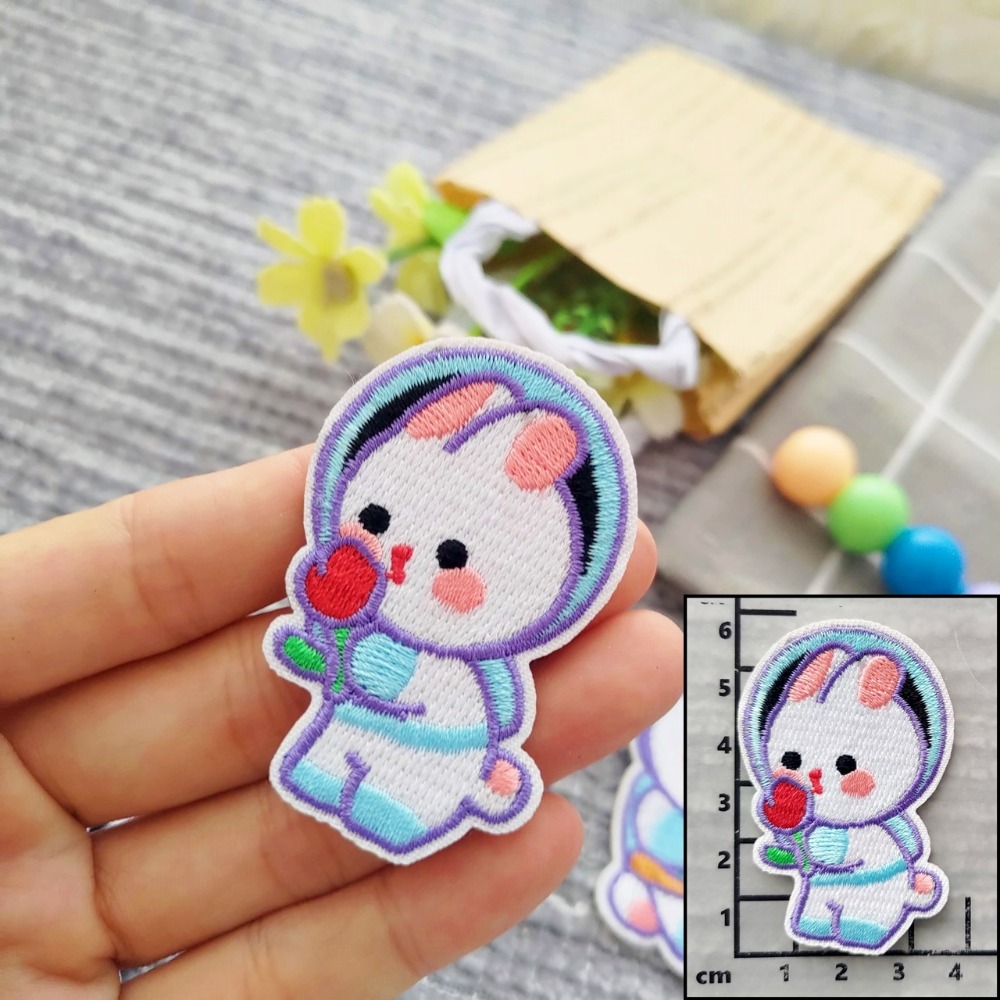 【皮卡布】免熨燙 n1刺繡布貼紙 小兔子 布貼紙 兔子 布貼 手帳貼紙 刺繡布貼 貼紙 自黏布貼 刺繡裝飾貼 patch-規格圖4