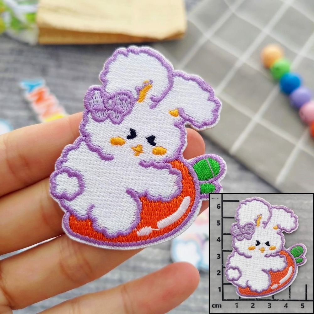 【皮卡布】免熨燙 R1刺繡布貼紙 小兔子 布貼紙 徽章 布貼 手帳貼紙 刺繡布貼 貼紙 自黏布貼 刺繡裝飾貼 patch-規格圖4