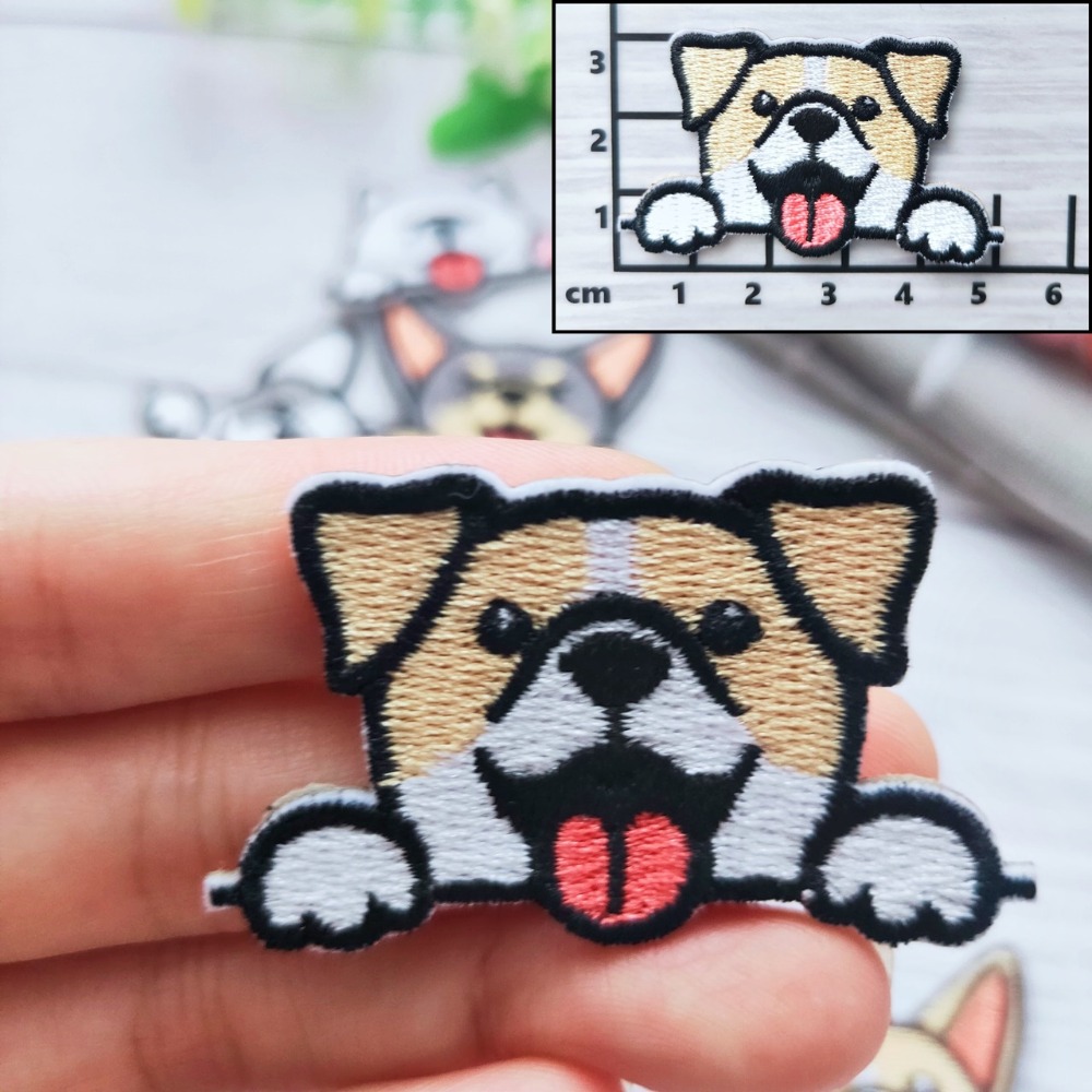 【皮卡布】免熨燙 D1 刺繡布貼紙 比熊 柴犬 哈士奇 聖伯納  徽章 布貼 臂章 刺繡徽章 刺繡布貼 貼紙 自黏布貼-規格圖5