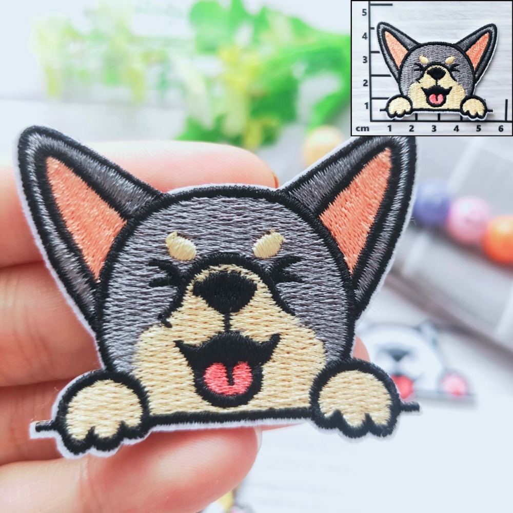 【皮卡布】免熨燙 D1 刺繡布貼紙 比熊 柴犬 哈士奇 聖伯納  徽章 布貼 臂章 刺繡徽章 刺繡布貼 貼紙 自黏布貼-規格圖5