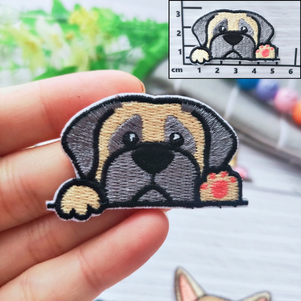 【皮卡布】免熨燙 D1 刺繡布貼紙 比熊 柴犬 哈士奇 聖伯納  徽章 布貼 臂章 刺繡徽章 刺繡布貼 貼紙 自黏布貼-規格圖5