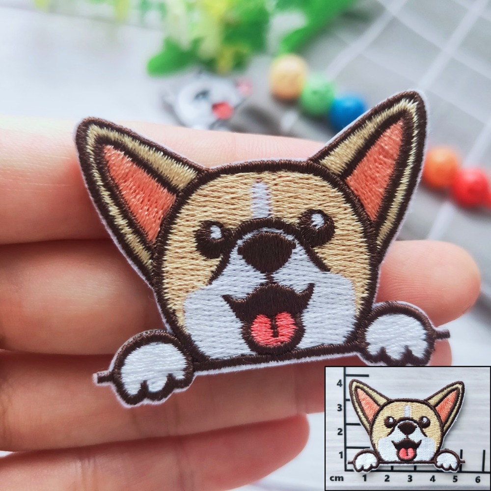 【皮卡布】免熨燙 D1 刺繡布貼紙 比熊 柴犬 哈士奇 聖伯納  徽章 布貼 臂章 刺繡徽章 刺繡布貼 貼紙 自黏布貼-規格圖5