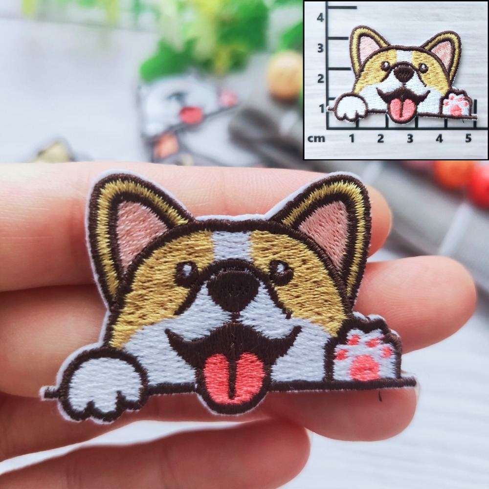 【皮卡布】免熨燙 D1 刺繡布貼紙 比熊 柴犬 哈士奇 聖伯納  徽章 布貼 臂章 刺繡徽章 刺繡布貼 貼紙 自黏布貼-規格圖5