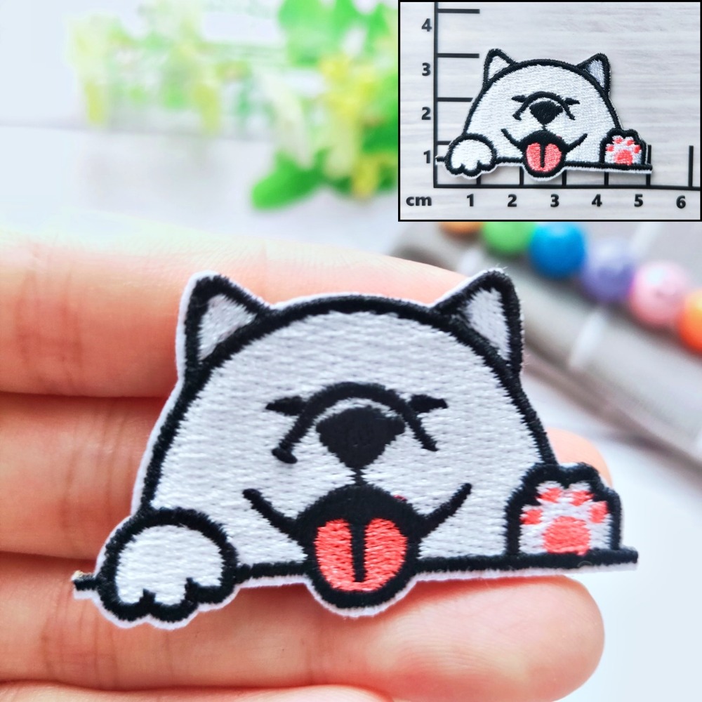 【皮卡布】免熨燙 D1 刺繡布貼紙 比熊 柴犬 哈士奇 聖伯納  徽章 布貼 臂章 刺繡徽章 刺繡布貼 貼紙 自黏布貼-規格圖5