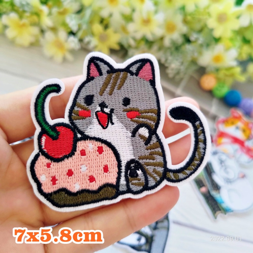 【皮卡布】C13  小貓咪 貓咪 小貓  裝飾 布章 臂章燙 刺繡燙布貼 徽章 刺繡布貼 補丁 補破洞 燙貼布 熨燙布貼-規格圖7