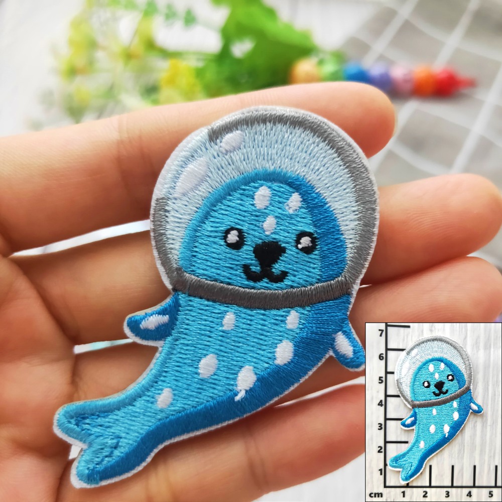 【皮卡布】免熨燙 S2 刺繡布貼紙 太空動物 章魚 海豹 獅子 徽章 布貼 臂章 刺繡徽章 刺繡布貼 貼紙 自黏布貼-規格圖4