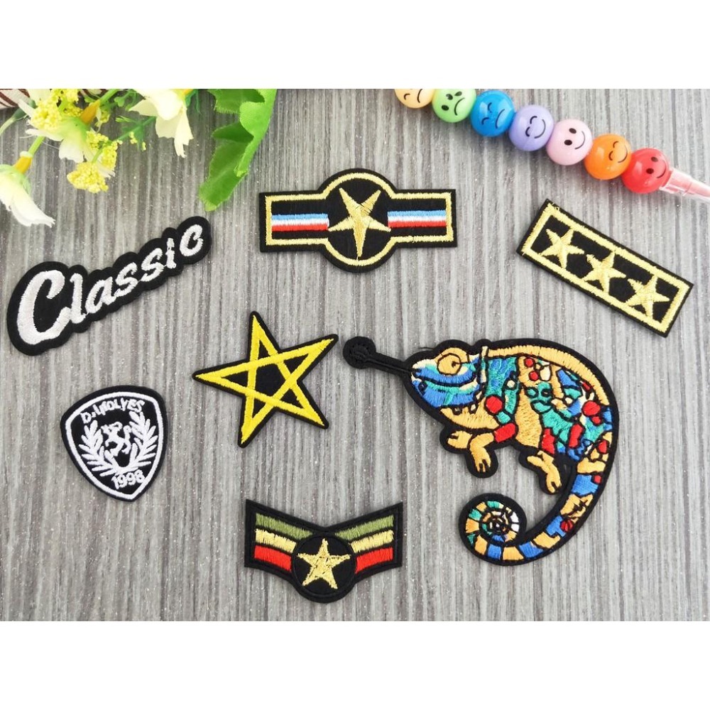 【皮卡布】P12 變色龍 五角星 徽章 布貼 臂章燙 刺繡燙布貼 熨燙徽章 刺繡布貼 補丁 補破洞 燙貼布 熨燙布貼-細節圖2