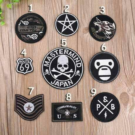 【皮卡布】 P2一套9款 骷魯頭 猴子 狼 布章 臂章燙 刺繡燙布貼 徽章 刺繡布貼 補丁 補破洞 燙貼布 熨燙布貼-細節圖2