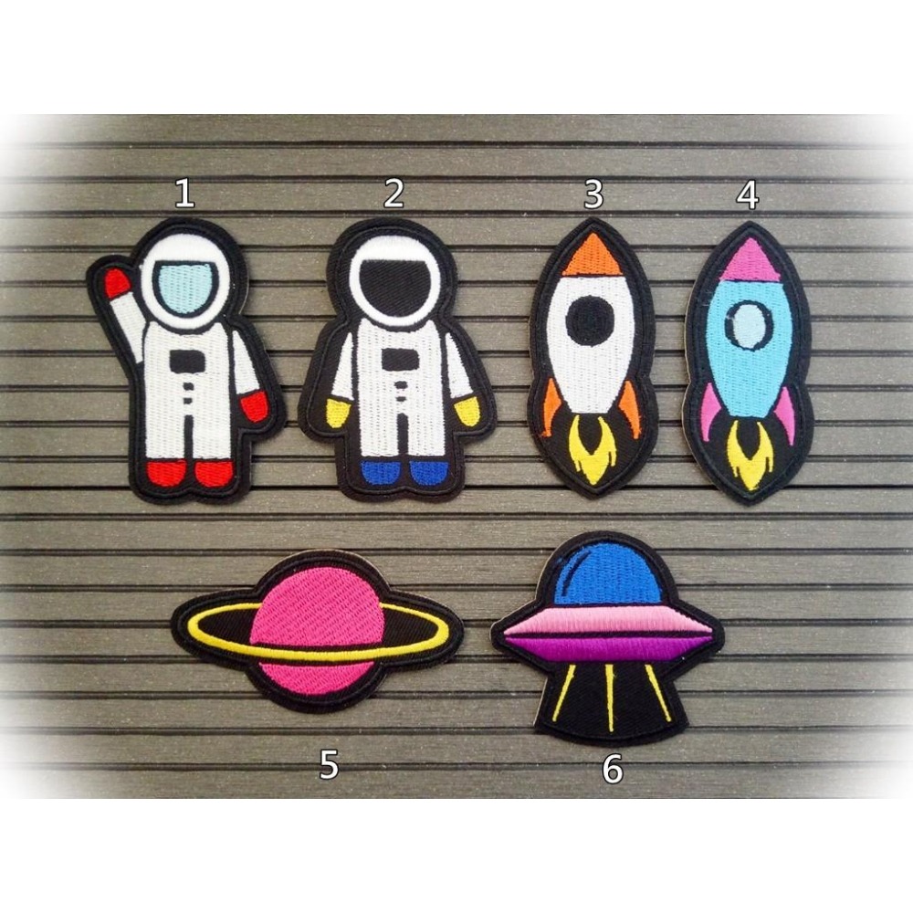 【皮卡布】s6 火箭 飛碟 太空人 布貼 裝飾 布章 臂章燙 刺繡燙布貼 徽章 刺繡布貼 補丁 補破洞 燙貼布 熨燙布貼-細節圖2