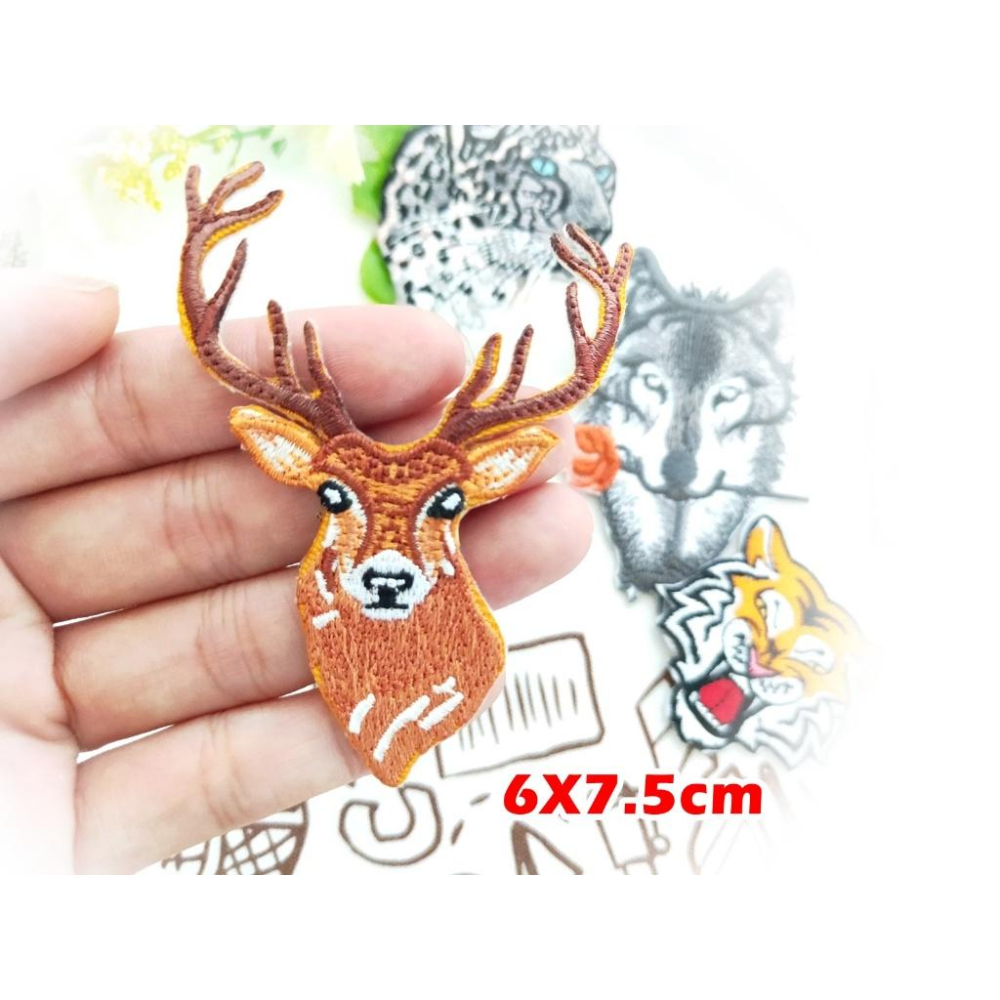 【皮卡布】Q16高品質 花鹿布貼 鹿 麋鹿  裝飾 布貼 臂章燙 刺繡燙布貼 徽章 刺繡布貼 燙貼布 熨燙布貼  補丁-細節圖3