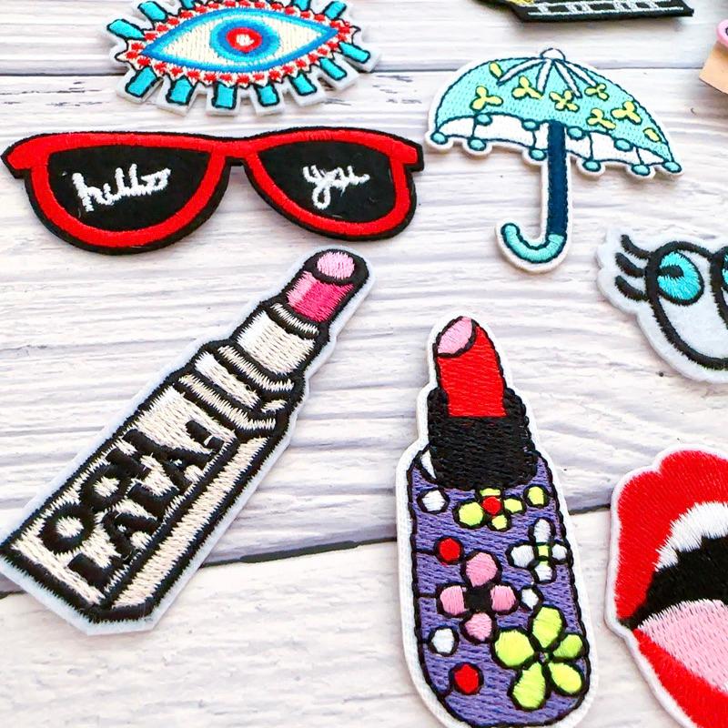 【皮卡布】B8一套15款 嘴唇 口紅 高跟鞋 布貼 臂章燙 刺繡燙布貼 徽章 刺繡布貼 補丁 補破洞 燙貼布 熨燙布貼-細節圖4