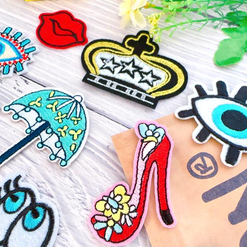 【皮卡布】B8一套15款 嘴唇 口紅 高跟鞋 布貼 臂章燙 刺繡燙布貼 徽章 刺繡布貼 補丁 補破洞 燙貼布 熨燙布貼-細節圖7