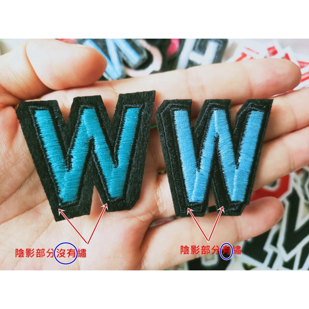 【皮卡布】E6英文字母 陰影繡 彩色 26個字母  布貼 臂章燙 刺繡燙布貼 徽章 刺繡布貼  燙貼布 熨燙布貼-細節圖5