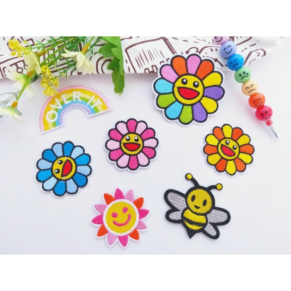 【皮卡布】T3-太陽花 小花 蜜蜂 彩虹 布貼 臂章燙 刺繡燙布貼 徽章 刺繡布貼 補丁 補破洞 燙貼布 熨燙布貼-細節圖2