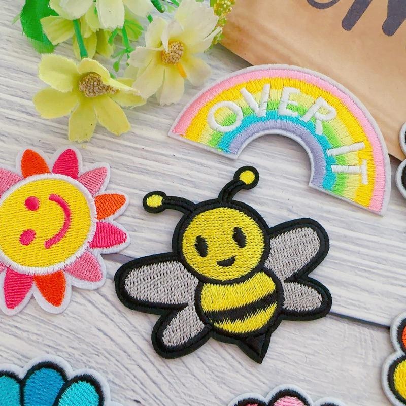 【皮卡布】T3-太陽花 小花 蜜蜂 彩虹 布貼 臂章燙 刺繡燙布貼 徽章 刺繡布貼 補丁 補破洞 燙貼布 熨燙布貼-細節圖4