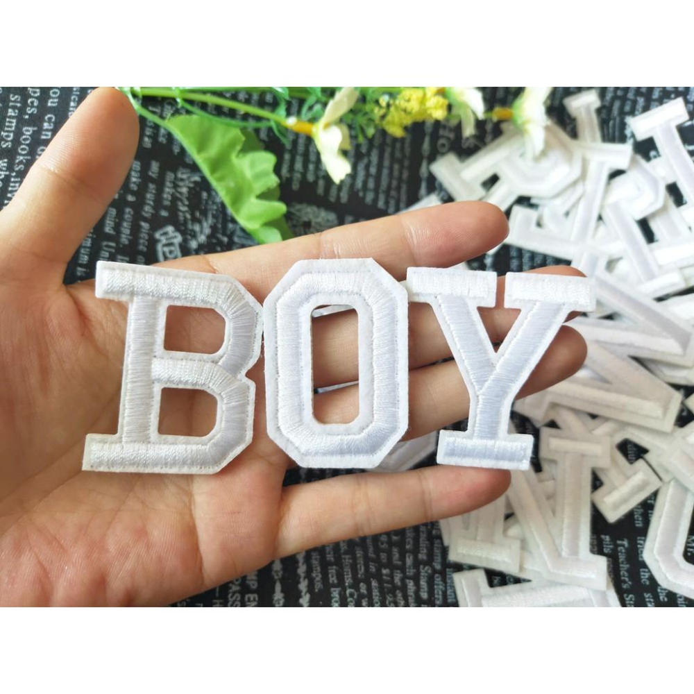 【皮卡布】E2 英文字母 白字 26個字母  布貼 臂章燙 刺繡燙布貼 徽章 刺繡布貼 補丁 補破洞 燙貼布 熨燙布貼-細節圖2
