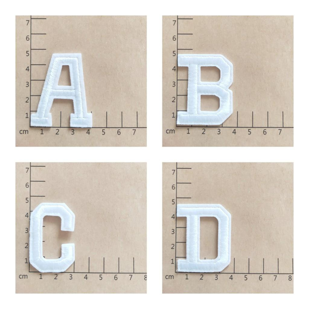 【皮卡布】E2 英文字母 白字 26個字母  布貼 臂章燙 刺繡燙布貼 徽章 刺繡布貼 補丁 補破洞 燙貼布 熨燙布貼-細節圖3