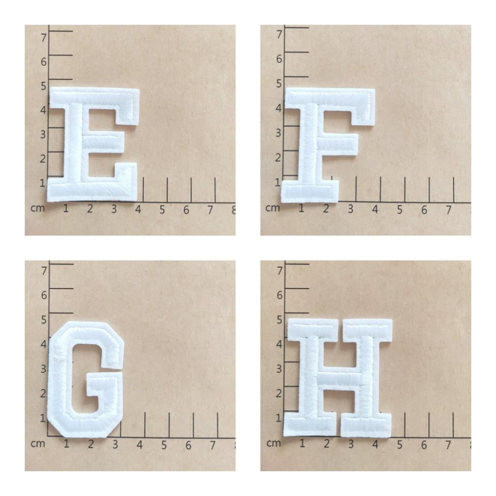 【皮卡布】E2 英文字母 白字 26個字母  布貼 臂章燙 刺繡燙布貼 徽章 刺繡布貼 補丁 補破洞 燙貼布 熨燙布貼-細節圖4