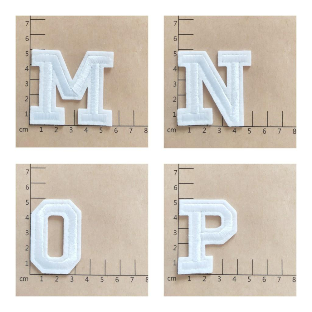 【皮卡布】E2 英文字母 白字 26個字母  布貼 臂章燙 刺繡燙布貼 徽章 刺繡布貼 補丁 補破洞 燙貼布 熨燙布貼-細節圖6