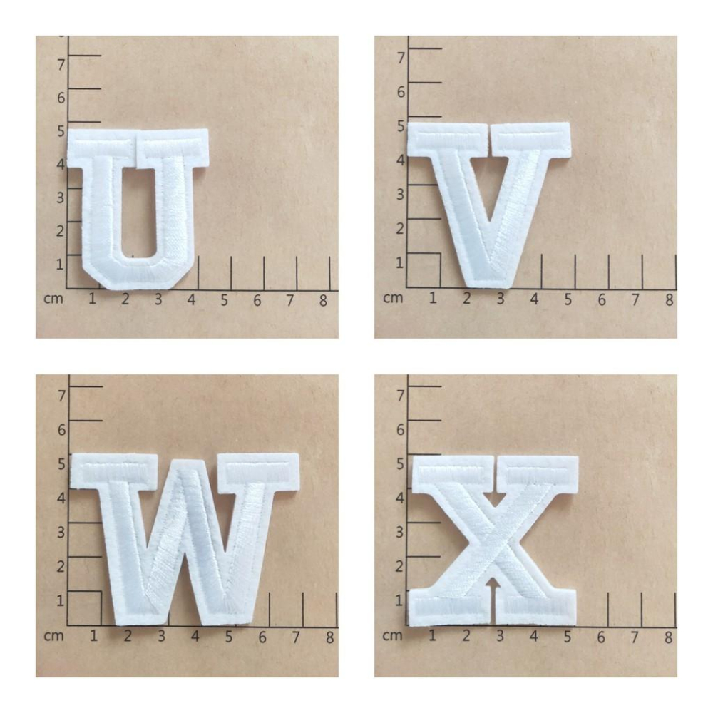 【皮卡布】E2 英文字母 白字 26個字母  布貼 臂章燙 刺繡燙布貼 徽章 刺繡布貼 補丁 補破洞 燙貼布 熨燙布貼-細節圖8