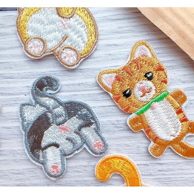 【皮卡布】C10 小花貓 小貓咪 貓咪 裝飾 布貼 臂章燙 刺繡燙布貼 徽章 刺繡布貼 補丁 補破洞 燙貼布 熨燙布貼-細節圖8