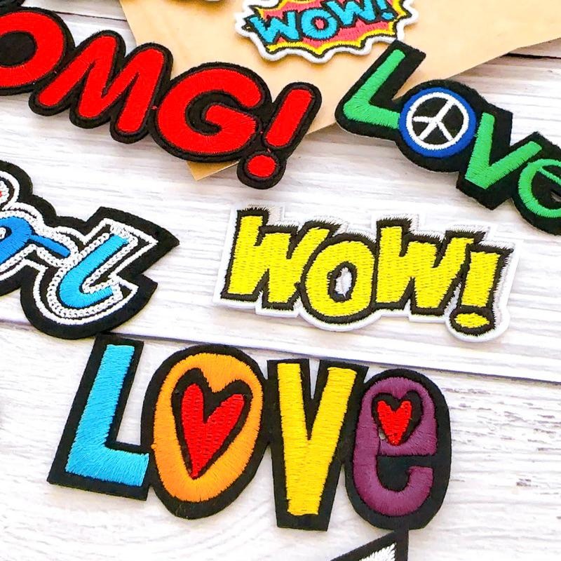 【皮卡布】  love wow oops peace star 英文字布貼 臂章 熨燙 刺繡燙布貼 徽章 刺繡布貼 布貼-細節圖5