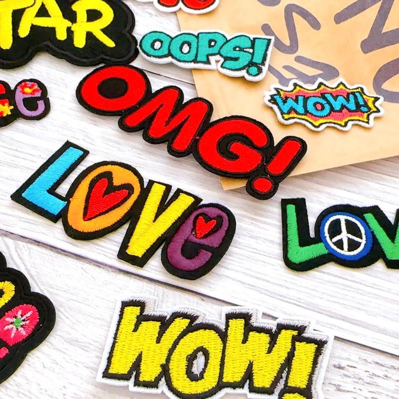 【皮卡布】  love wow oops peace star 英文字布貼 臂章 熨燙 刺繡燙布貼 徽章 刺繡布貼 布貼-細節圖6