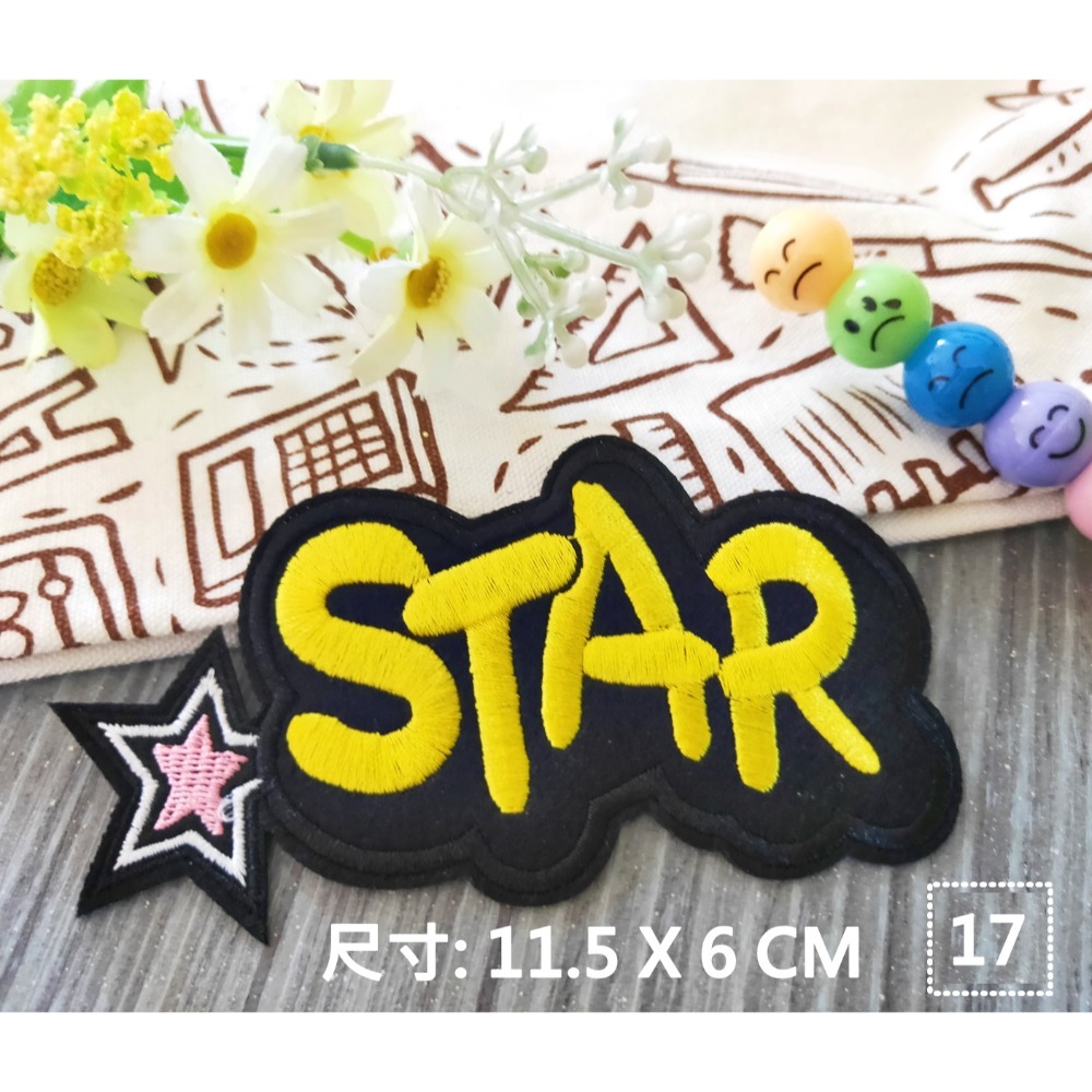 【皮卡布】  love wow oops peace star 英文字布貼 臂章 熨燙 刺繡燙布貼 徽章 刺繡布貼 布貼-規格圖10