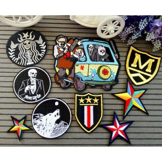 【皮卡布】P10 星星 五角星 狼 骷髏 裝飾布貼 布章 臂章 布標 刺繡燙布貼 徽章 刺繡布貼 魔鬼氈布章 熨燙布貼-細節圖2