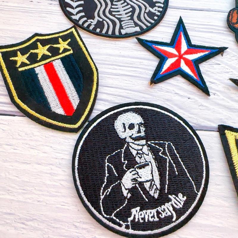 【皮卡布】P10 星星 五角星 狼 骷髏 裝飾布貼 布章 臂章 布標 刺繡燙布貼 徽章 刺繡布貼 魔鬼氈布章 熨燙布貼-細節圖3