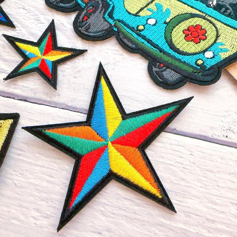 【皮卡布】P10 星星 五角星 狼 骷髏 裝飾布貼 布章 臂章 布標 刺繡燙布貼 徽章 刺繡布貼 魔鬼氈布章 熨燙布貼-細節圖5