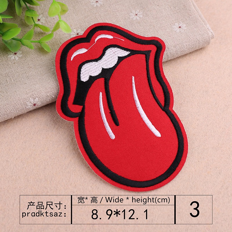 【皮卡布】B3 大舌頭 紅唇 蜂王 裝飾布貼 布章 臂章 布標 刺繡燙布貼 徽章 刺繡布貼 補丁 補破洞 熨燙布貼-規格圖5