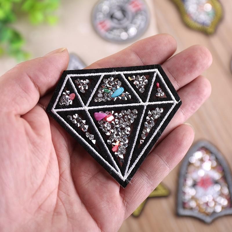 【皮卡布】D1手作diy鑽石 星星 愛心 裝飾布貼 布章 臂章 布標 刺繡燙布貼 徽章 刺繡布貼 補丁 補破洞 熨燙布貼-細節圖3