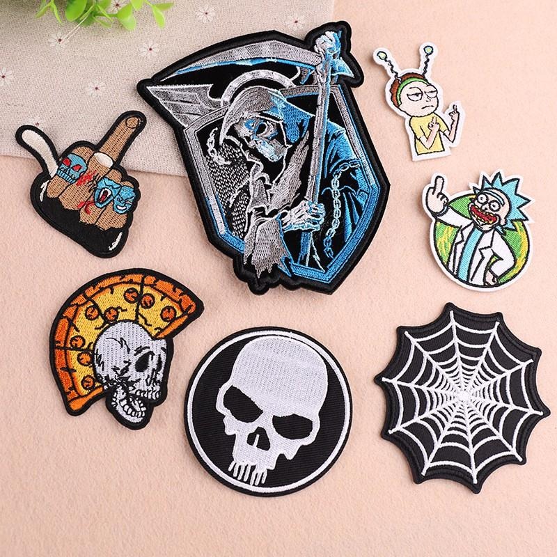 【皮卡布】p7 diy 死神 中指 標幟 電腦刺鏽 布章 臂章 布標 刺繡燙布貼 徽章 刺繡布貼 魔鬼氈布章 熨燙布貼-細節圖2