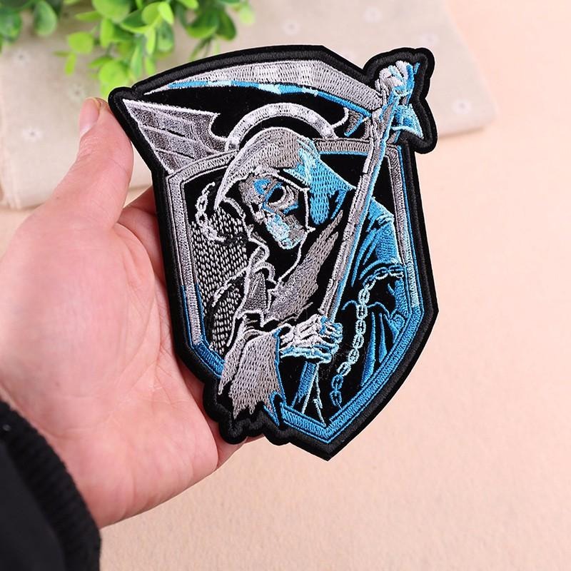 【皮卡布】p7 diy 死神 中指 標幟 電腦刺鏽 布章 臂章 布標 刺繡燙布貼 徽章 刺繡布貼 魔鬼氈布章 熨燙布貼-細節圖3