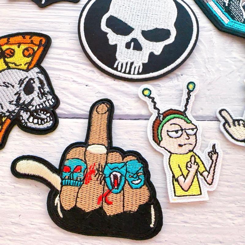 【皮卡布】p7 diy 死神 中指 標幟 電腦刺鏽 布章 臂章 布標 刺繡燙布貼 徽章 刺繡布貼 魔鬼氈布章 熨燙布貼-細節圖9