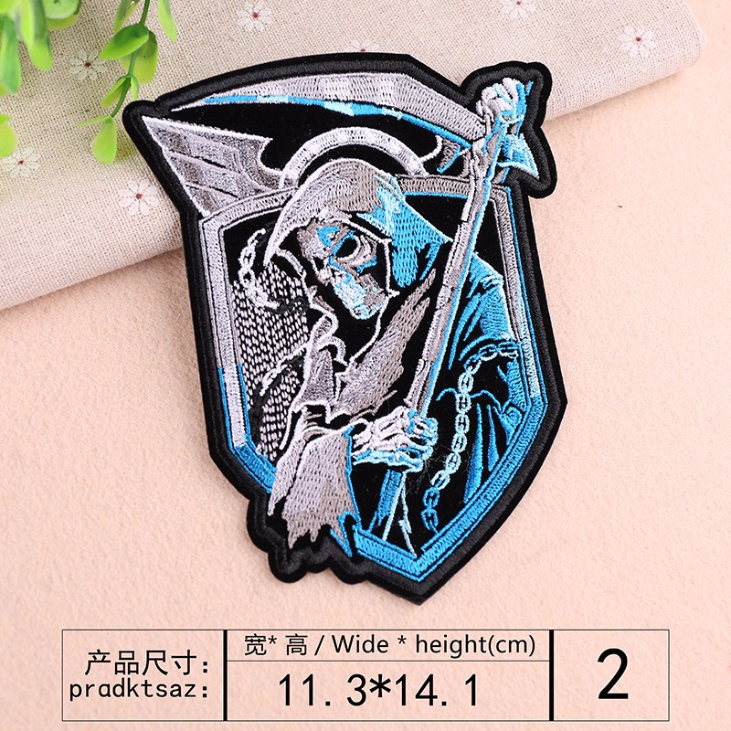 【皮卡布】p7 diy 死神 中指 標幟 電腦刺鏽 布章 臂章 布標 刺繡燙布貼 徽章 刺繡布貼 魔鬼氈布章 熨燙布貼-規格圖9