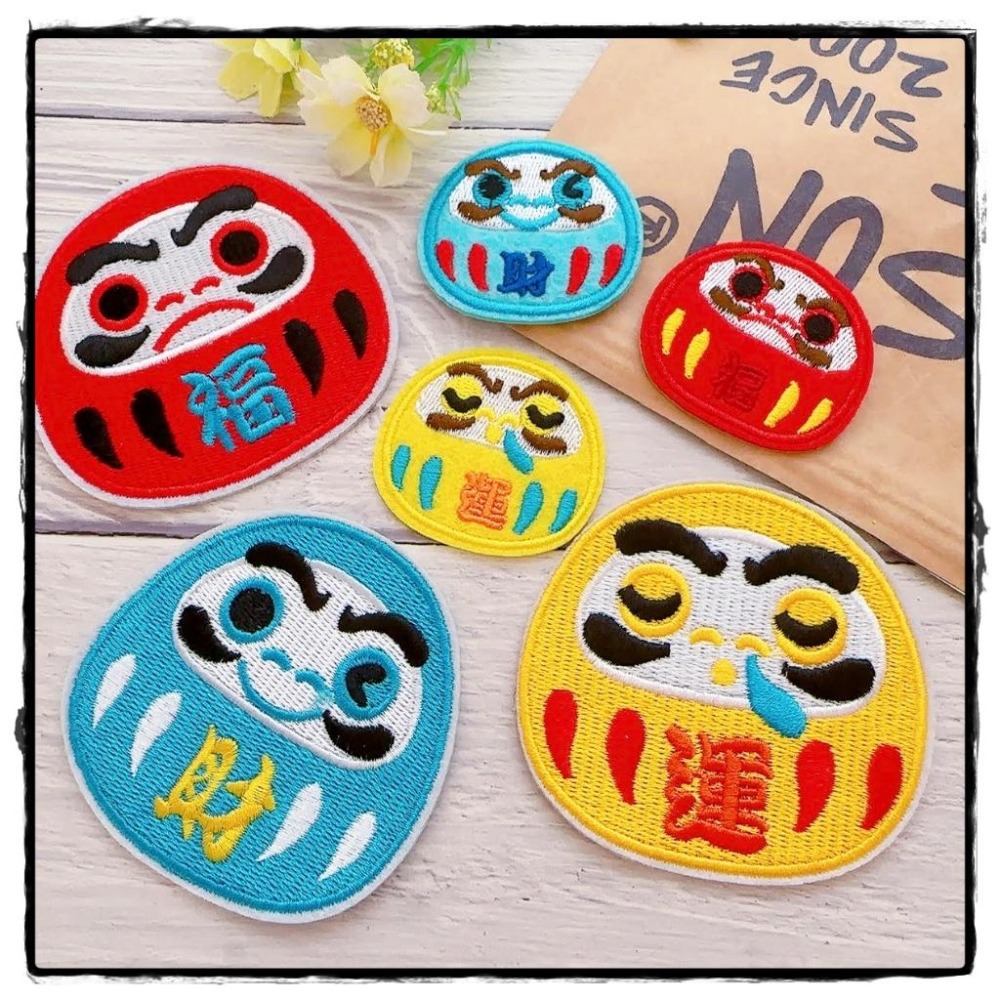 【皮卡布】A2 不倒翁 招財進寶 財神 福神 臂章燙 刺繡燙布貼 刺繡徽章 刺繡布貼  熨燙徽章 燙貼布 魔鬼氈布章-細節圖3