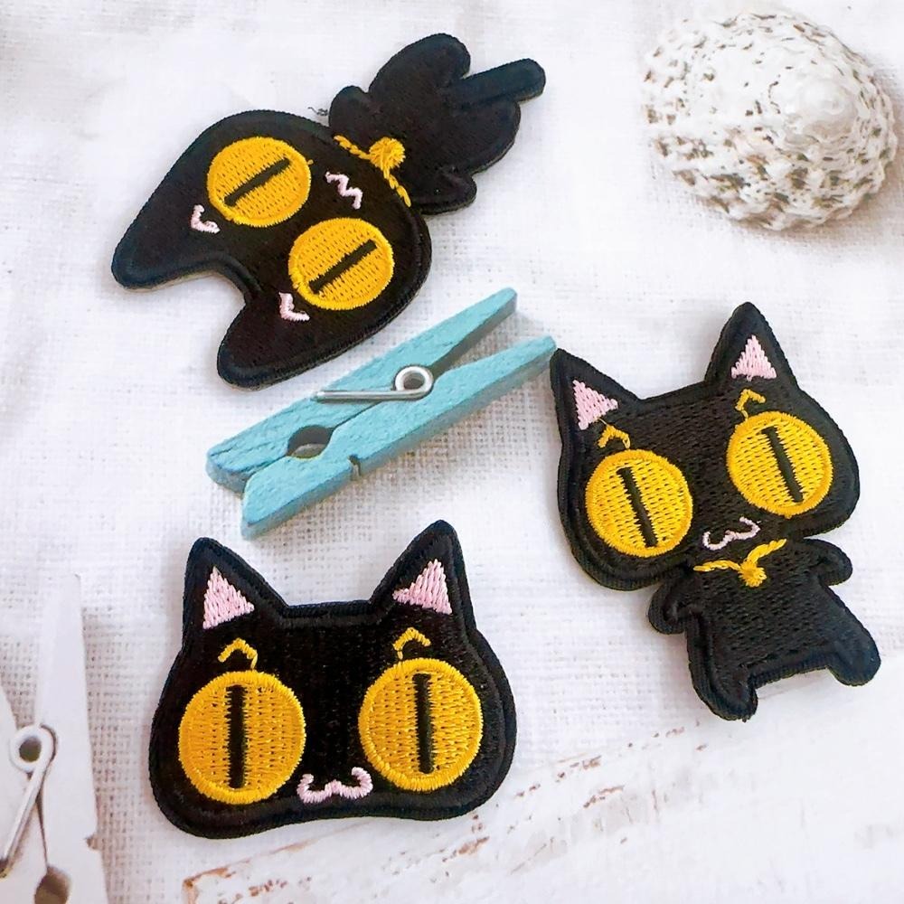 【皮卡布】L2 貓咪 小黑貓 小貓 布貼紙 布貼 刺繡燙布貼 徽章 刺繡布貼 熨燙貼 熨燙布貼 Patch 魔鬼氈布章-細節圖6