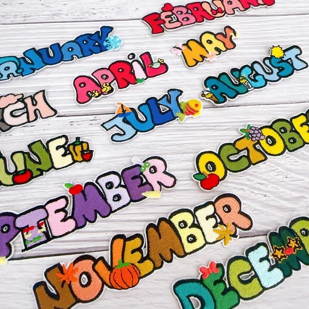 【皮卡布】Do-月份布章 布貼紙 魔術貼 布貼 刺繡燙布貼 徽章 刺繡布貼 熨燙貼 熨燙布貼 Patch 魔鬼氈布章-細節圖3