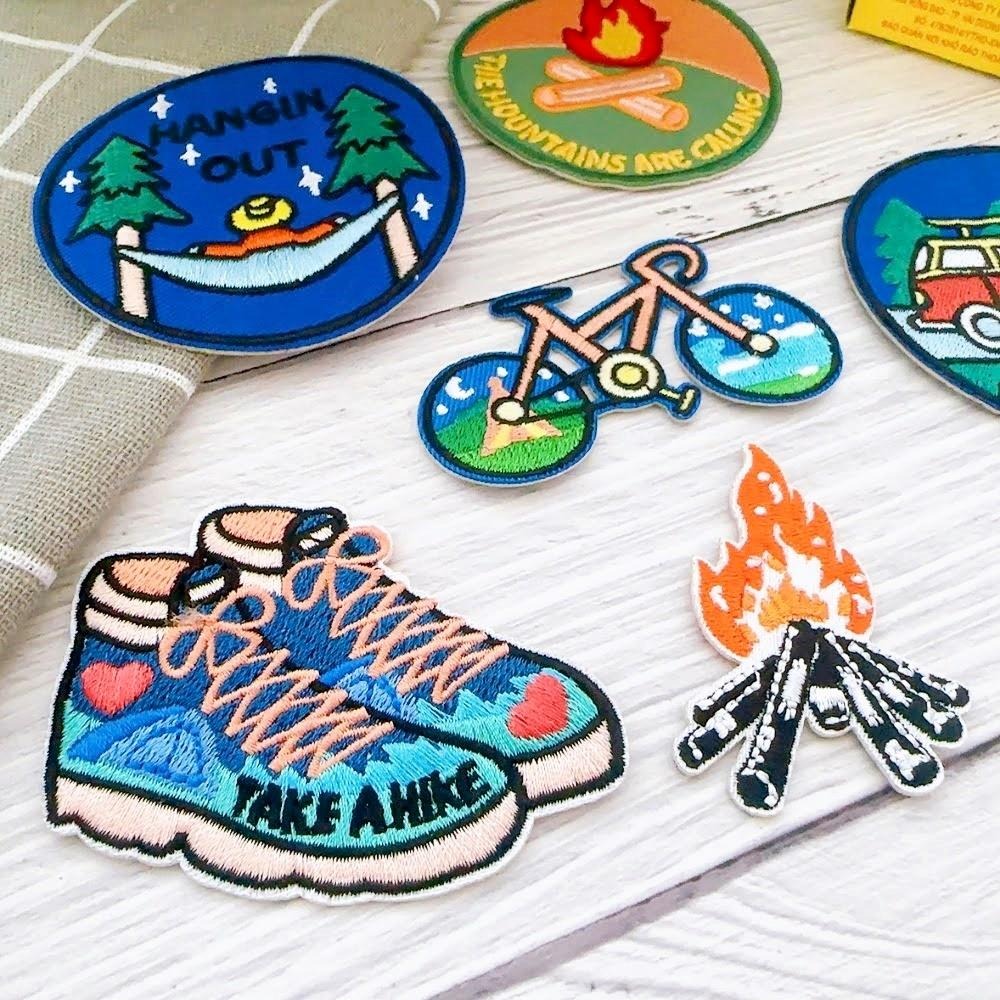 【皮卡布】J7 露營 登山 單車 戶外 帆布鞋 營火 布章 臂章燙 魔鬼氈布章 徽章 刺繡布貼 熨燙貼 CAMPING-細節圖2