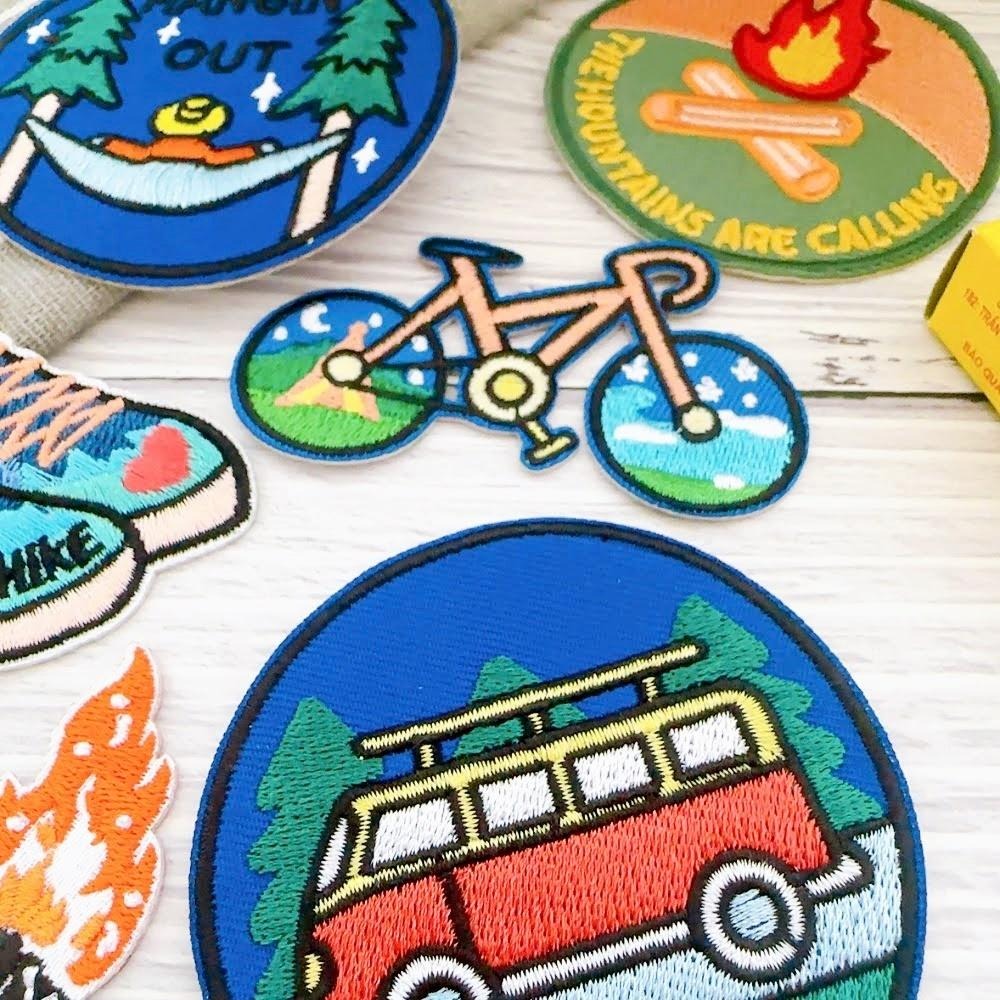 【皮卡布】J7 露營 登山 單車 戶外 帆布鞋 營火 布章 臂章燙 魔鬼氈布章 徽章 刺繡布貼 熨燙貼 CAMPING-細節圖3