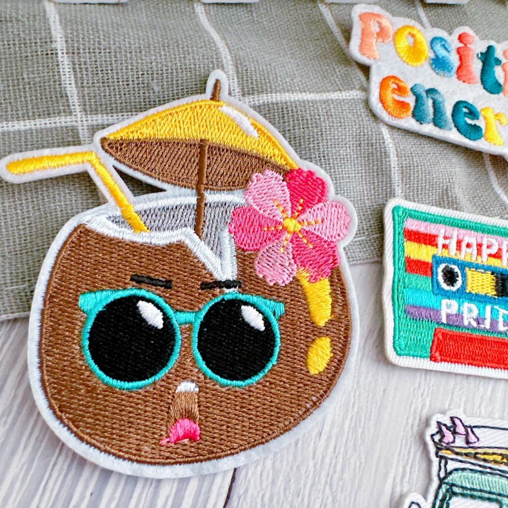 【皮卡布】i9 椰子樹 錄音帶 t4 太陽 徽章 布章 臂章燙 刺繡燙布貼 刺繡布貼 熨燙貼 熨燙布貼 Patch-細節圖2