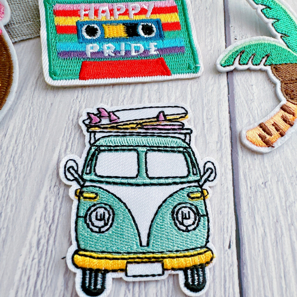 【皮卡布】i9 椰子樹 錄音帶 t4 太陽 徽章 布章 臂章燙 刺繡燙布貼 刺繡布貼 熨燙貼 熨燙布貼 Patch-細節圖3